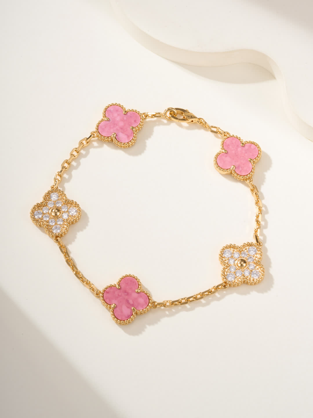 Van Cleef & Arpels Alhambra Pink Enamel Bracelet